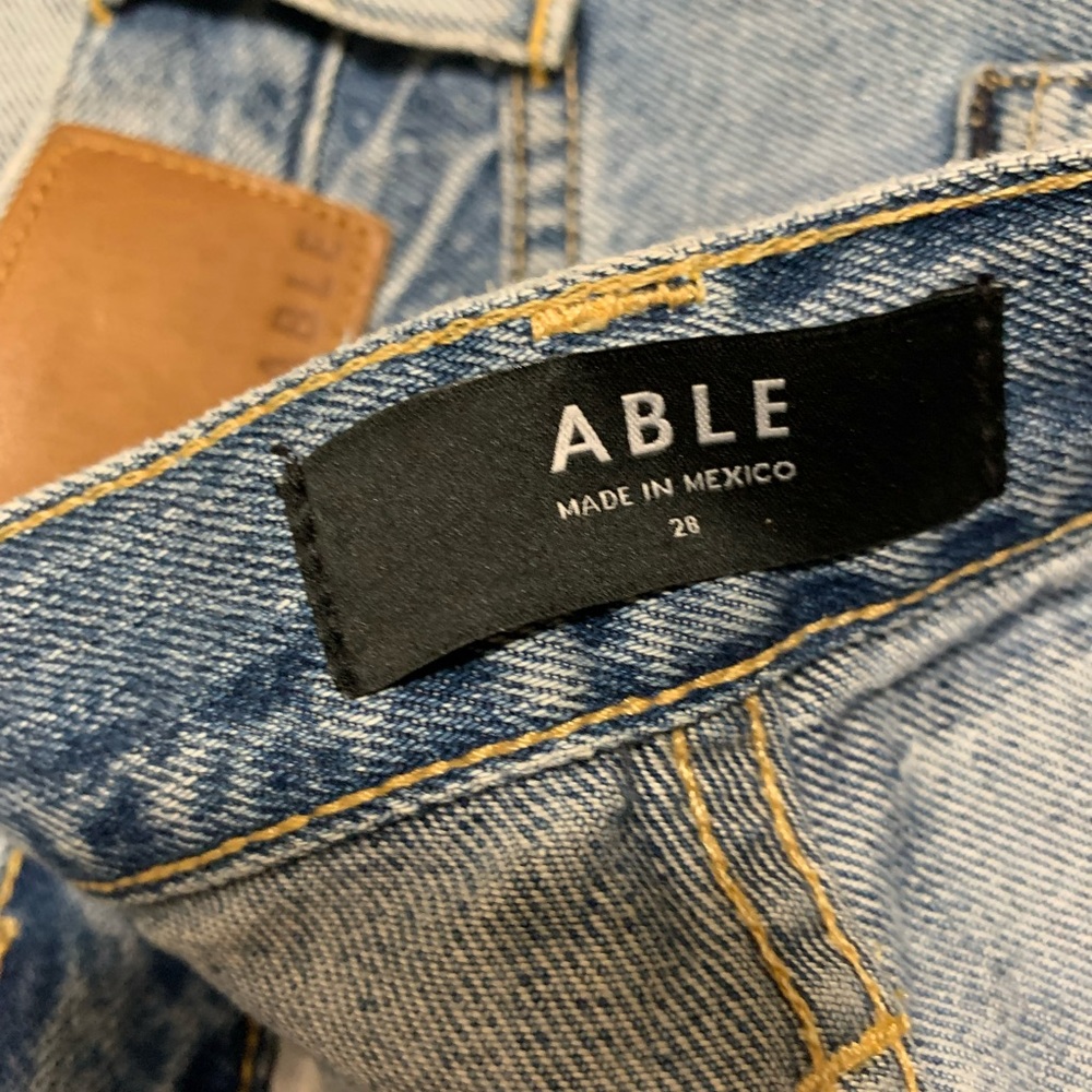 Able vintage wash high waist wide leg jeans size 28